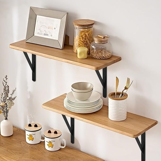 4 Pack L11 x H 8" Black Heavy Duty Shelf Brackets with Screws Metal Shelf Brackets Shelf Support Angle Brackets for Shelves L Brackets Heavy Duty Floating Shelf