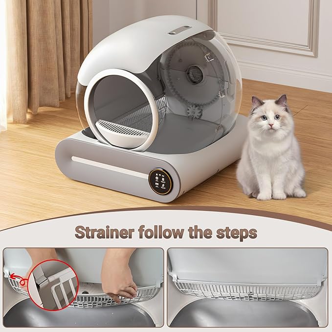 Ducksky Cat Litter Filter Replacement Part for 65L+9L Self Cleaning Litter Box, Grey Cat Litter Strainer Accessory [Only Compatible with Orders Purchased After February 17, 2025]