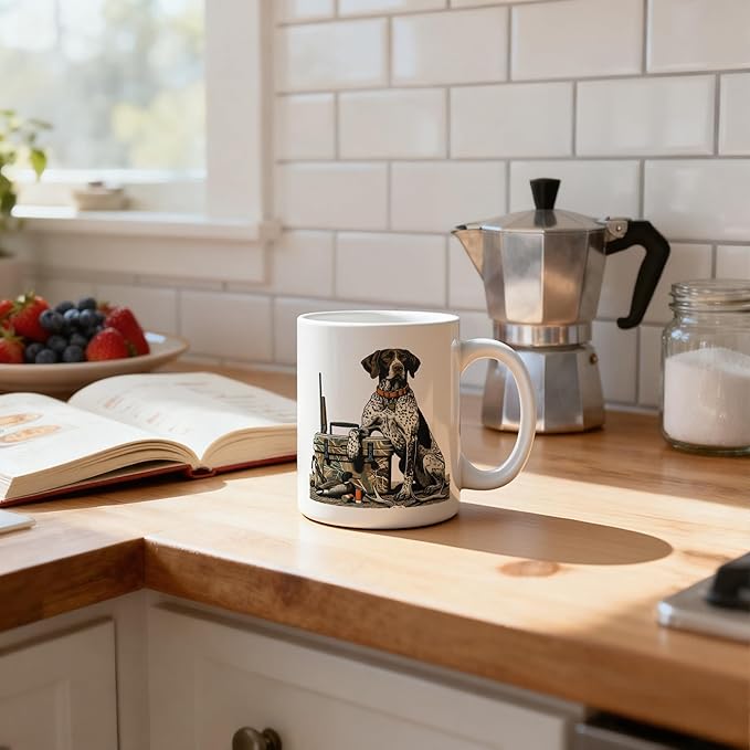 Hunting German Shorthaired Pointer Mug 11 oz, German Shorthaired Pointer Gifts, GSP Gifts for Men Coffee Cups Ceramic, Duck Hunting Gift Ceramic Mug for Coffee Tea Hot Cocoa Home Office Work