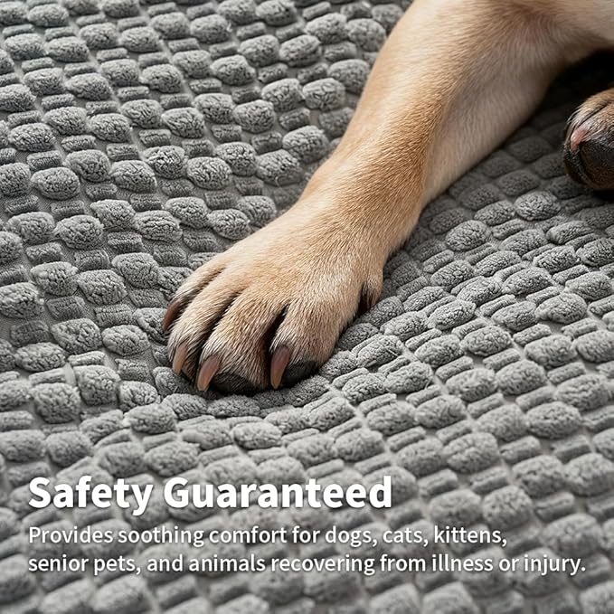 SOMAHE Plush Cat Kneading Bed Mat, Premium Plush Fabric Bed with Non-Slip Bottom, 3cm Thick All-Season Cushion for Cats Who Knead, Machine Washable Anti-Static Pet Bed, 27x20 Inch, Grey