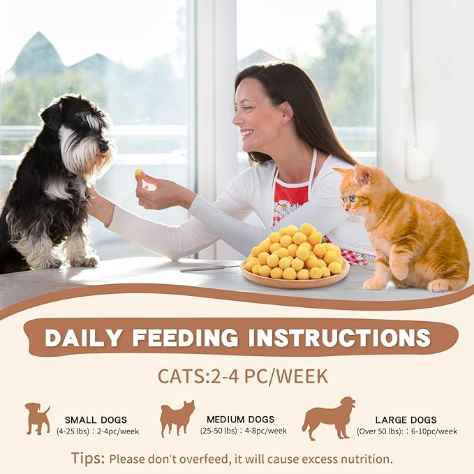 Dancing Tail Freeze Dried Cat and Dog Treats, Limited Ingredient Quail Egg Yolk Healthy Tasty Snacks for Training 8.8 Ounce