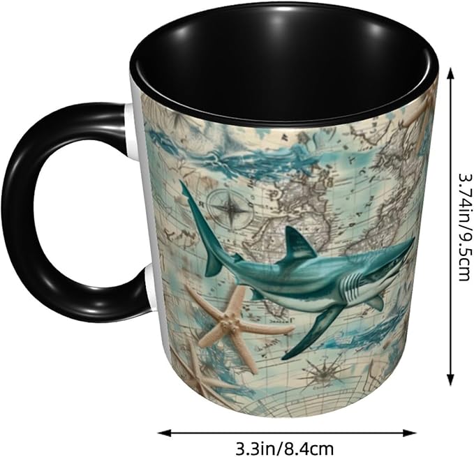 Shark Coffee Mug 11OZ Funny Ceramic Tea Cup Kitchen Decor Novelty Mugs for Home Office Travel