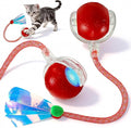 Rocfish Cat Toys, Cat Toys for Indoor Cats, Cat Toys Interactive, 360° Rotating Automatic Interactive Cat Ball, Smart Activation, LED Light, Type-C Rechargeable, 3 Replaceable Dragonfly Tails (Red)