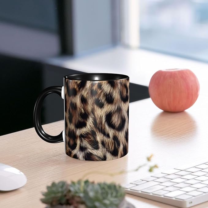 Leopard Print Coffee Mug 11 OZ Ceramic Tea Cup Novelty Mugs Funny Coffee Cups with Handle