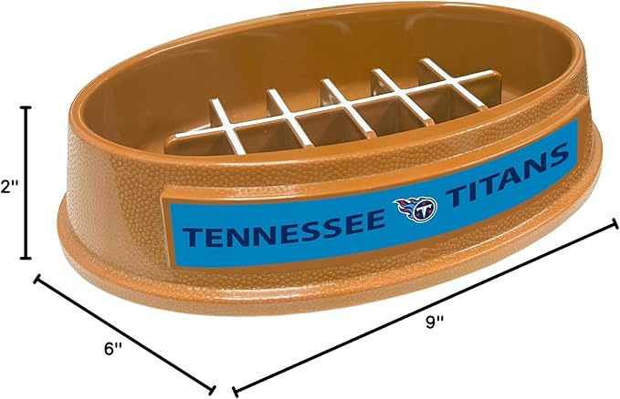 NFL Super-Bowl Tennessee Titans Slow Feeder Dog & Cat Bowl. Football Design for Healthy Digestion. Non-Slip for Large & Small Pets