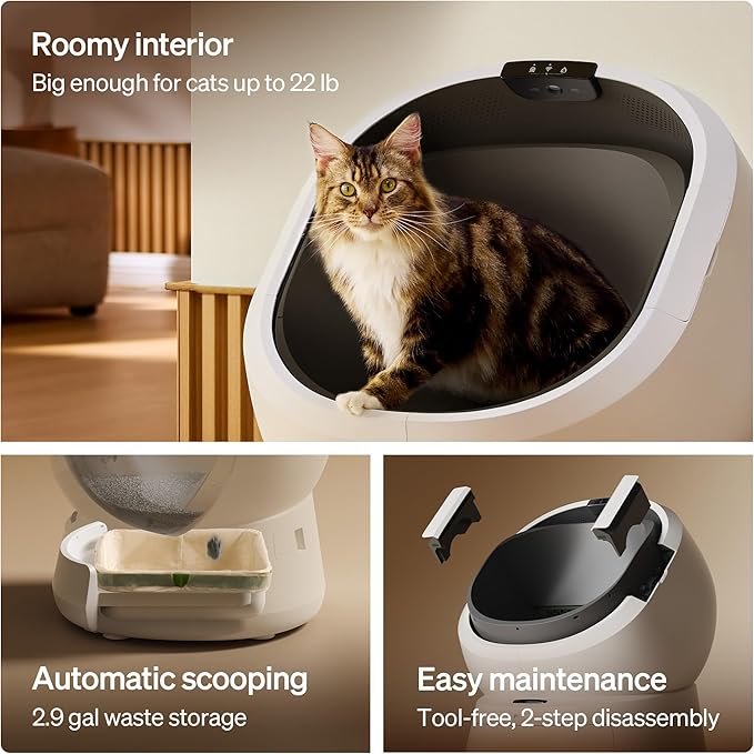 PETLIBRO Luma Automatic Litter Box with AI-Camera Waste Analysis, Auto Odor-Control Self Cleaning Cat Litter Box, Large Open-Top Smart Robot with Multi-Cats Recognition, App Control and Safety Sensors