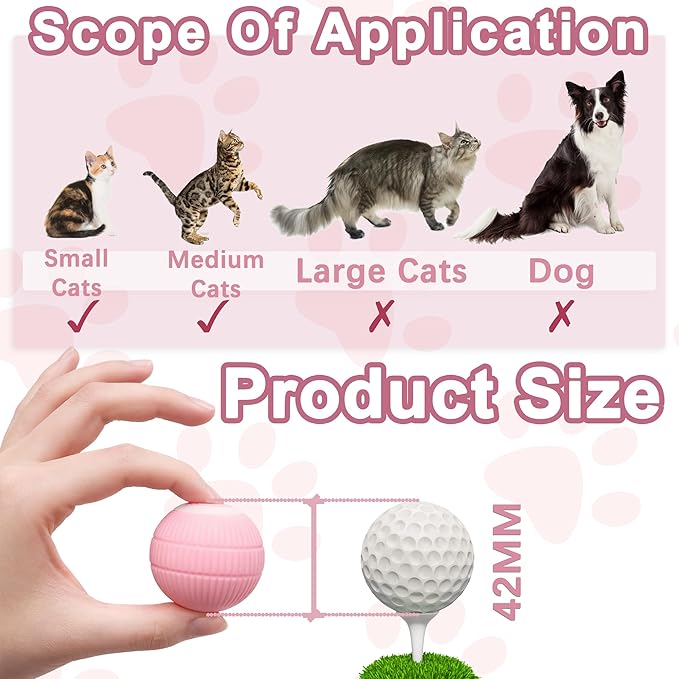 Interactive Dog & Cat Toy Ball, Automatic Moving Pet Toy for Small & Medium Dogs and Cats, USB-C Rechargeable Rolling Indoor Dog Toy for Boredom Relief