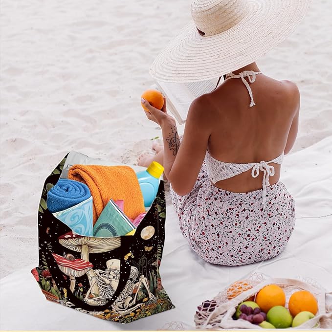 Hanamiya Na Tote Bag with Zipper Pockets, Tote Bag Reusable Shopping Grocery Bags Birthday Gifts for Women, Weekender Bags
