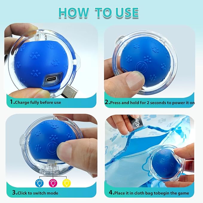 Interactive Cat Toy Electric Fast-Rolling Ball with Automatic Standby Active Mode Chirping LED Light with Sound Cat Hunting Toys for Indoor Cats