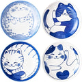 4 Pcs 4 Inches Cute Cat Soy Sauce Dish,Ceramic Cat Bowls,Japanese Cat Plates,Dipping Bowls,Snack Dish,Small Ceramic Saucers Plates, Sushi Plate Set, Mini Bowls, Small Bowls for Sides Dish (4 Inch)
