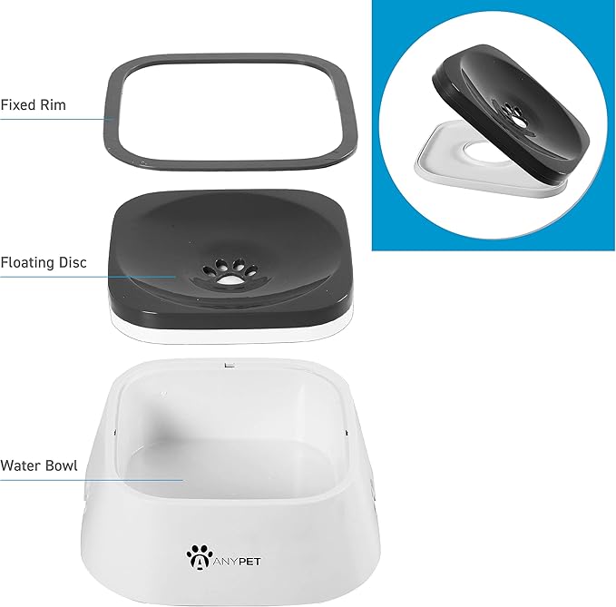 No-Spill Dog Water Bowl, Anti-Splash Pet Slow Drinking Water Feeder, Spill Proof Travel Bowls for Large Medium Small Dogs and Cats