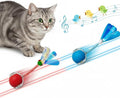 Interactive Cat Toys Ball for Cats - Upgrade Automatic Cat Toys for Indoor Cats, Chirping Cat Toy, 3 Modes 2 Speed Moving Cat Ball with Dragonfly Feathers 2PCS (Red Blue)
