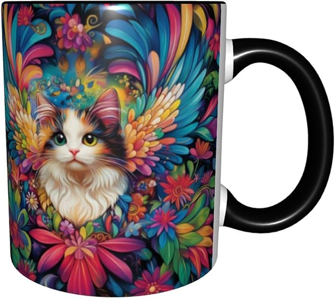 Cat Coffee Mug 11oz Ceramic Tea Cup With Handle Funny Porcelain Mugs for Women Dishwasher Microwave Safe