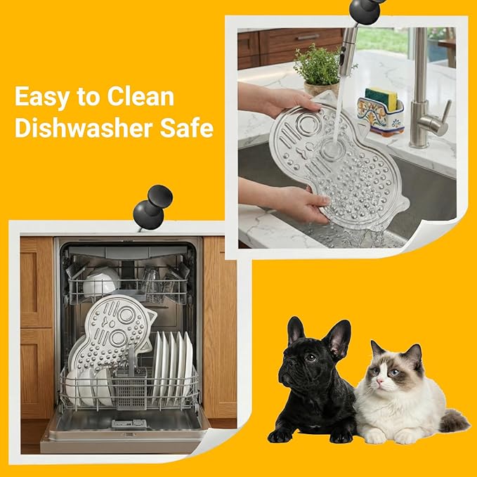 Stainless Steel Lick Mat for Dogs & Cats - 15"×10" Large Metal Dog Licking Mat, Chew Proof Slow Feeder Mat with Suction Cups for Puppy & Cat, Dishwasher Safe, Whisker-Friendly