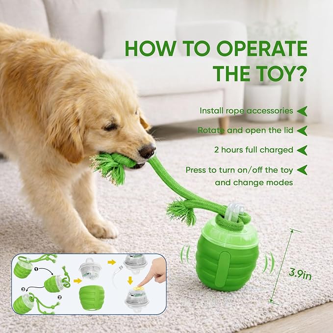 Smart Motion Pet Ball, Interactive Dog Toys, Motion Activated Automatic Rolling Ball for Small/Medium/Large Dogs with Music (Green)