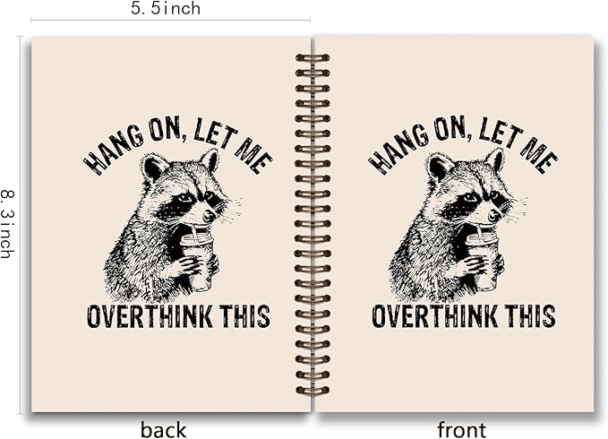 KDHTY Funny Raccoon Notebook,Funny Office Supplies,Office Spiral Hardcover Journal for Coworker Gitts,Raccoon Gift Cute Notebook for Women Lovers,5.5 x 8.3 Inches
