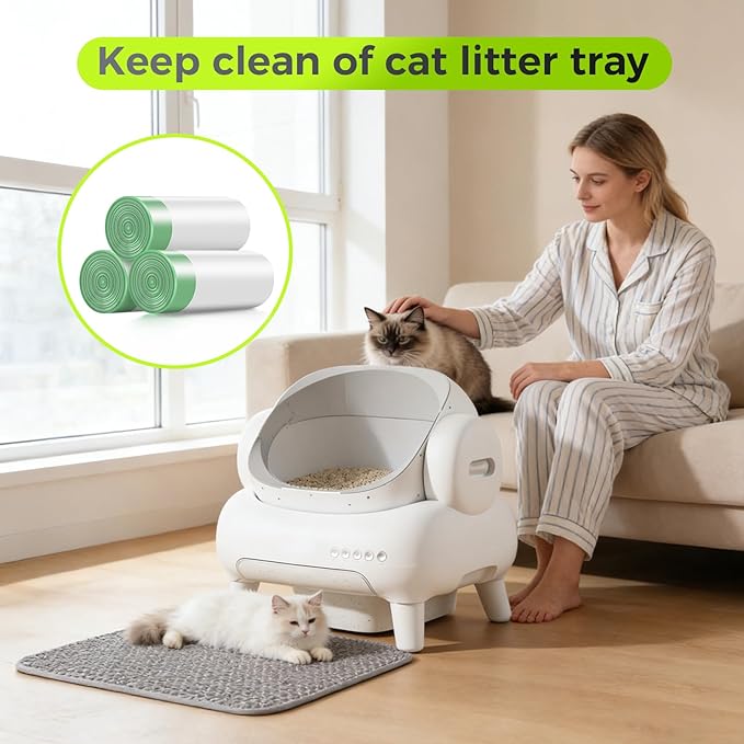 120 Count Cat Litter Box Liners Bags Compatible with Neakasa M1 and Pet Pivot Autoscooper 11 Open-Top Self-Cleaning Cat Litter Box, Extra Thick Drawstring Cat Litter Waste Bags for Litter Box