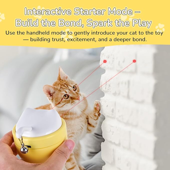 Automatic Laser Play Cat Toy with Dual Beams, Ultra-Quiet 35–38dB, Rotating Wobble Base & 3 Smart Modes – Hands-Free Interactive Toy for Indoor Cats