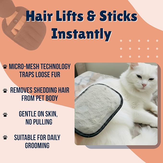 2PCS Electrostatic Pet Hair Removal Gloves Upgraded Dog Hair Remover Effortless Magic Bush Pet Hair Five Finger Pet Hair Removal Tool for Sofa Carpets & Car Seats