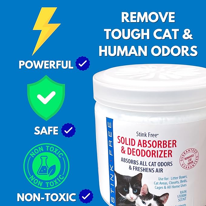 Cat Litter Solid Deodorizer, Absorber & Room Purifier - Air Freshener, Bathroom Odor Eliminator, Basement, Control Bedroom Odor, House, Office etc. 15 oz. Rainstorm Fragrance (2 pack)