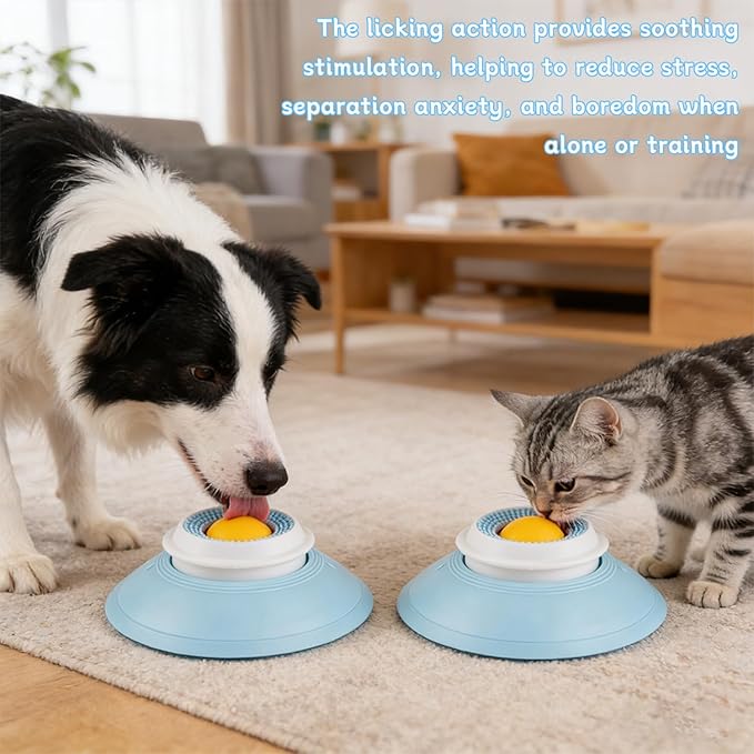 2026 New Lick Sphere Dog,Dog Cat Licks Toys,Dog Cat Licks Toys for Liquid Food,Dog Lick Bowl with Ball,Non-Slip Dogs Liquid Lickbowl（Yellow Ball）