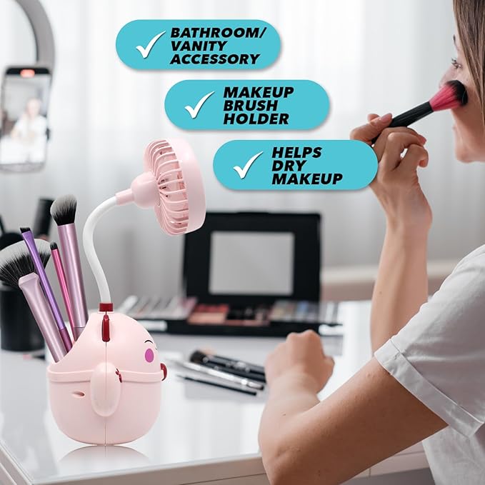 Cute Pink Cat Desk Fan with Pen Holder — Cat Fan for Women, Animal Fan, Funny Office Accessories, Cat Lover Gift, Small USB Fan, Aesthetic Decor