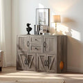 Spacious Wooden Double Cat Litter Cabinet with Drawers for Two Cats, Indoor Dog-Proof Cat House with Dual Compartments, 47.6 Inch Modern Privacy Litter Box Furniture (Grey)
