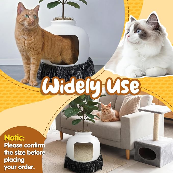 Eaasty 50 Pack Disposable Cat Litter Box Liners with 6 Carbon Filters Compatible with Popur X5 Self-cleaning Hooded Litter Box Cat Trash Bags with Elastic Band Absorbing Odor Waterproof and Leak Proof