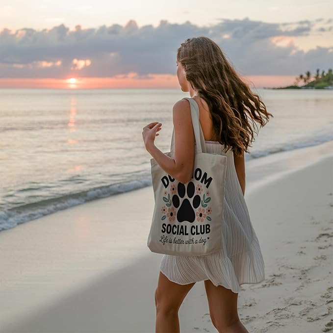 Pets Lover Gifts Tote Bag for Women, Dogs Cats Bee Aesthetic Canvas Bag with Inner Pocket