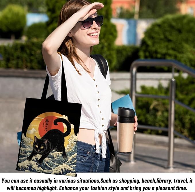 Cute Axolotls Cat, Moon Witch Series Inspirational Quotes Grocery Bags Gifts for Women
