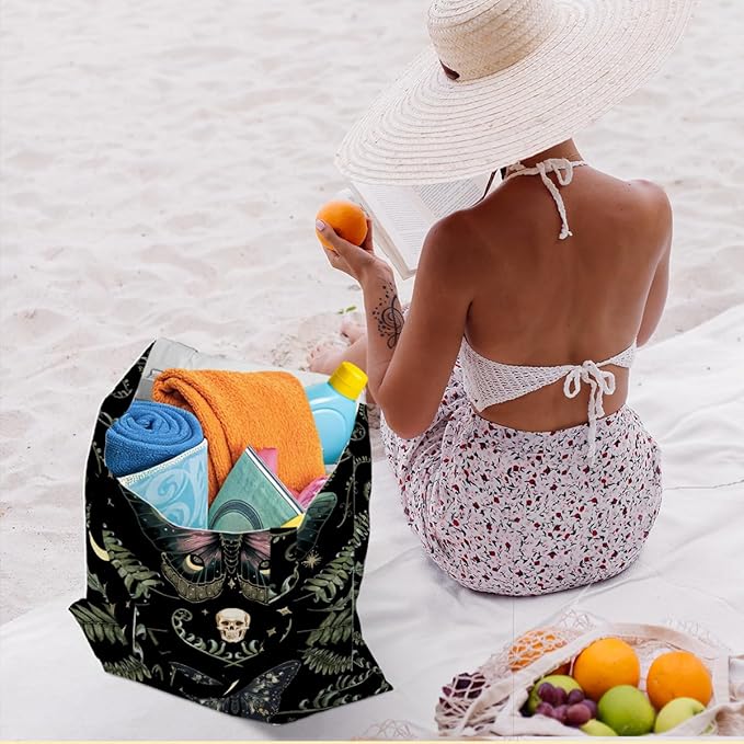 Hanamiya Na Tote Bag with Zipper Pockets, Tote Bag Reusable Shopping Grocery Bags Birthday Gifts for Women, Weekender Bags