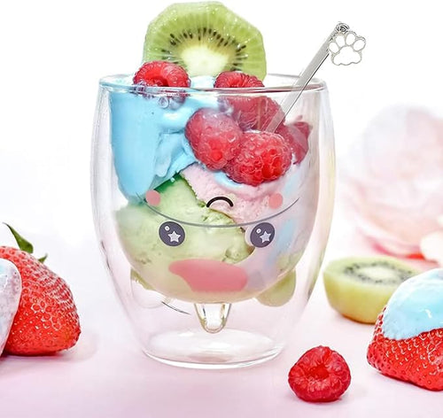 Binoster Unicorn Mug Cute Mugs Glass Double Wall Insulated Glass Espresso Cup, Coffee Cup, Tea Cup, Milk Cup, Kawaii Gifts, for women girls friends, Christmas Birthday (Unicorn)