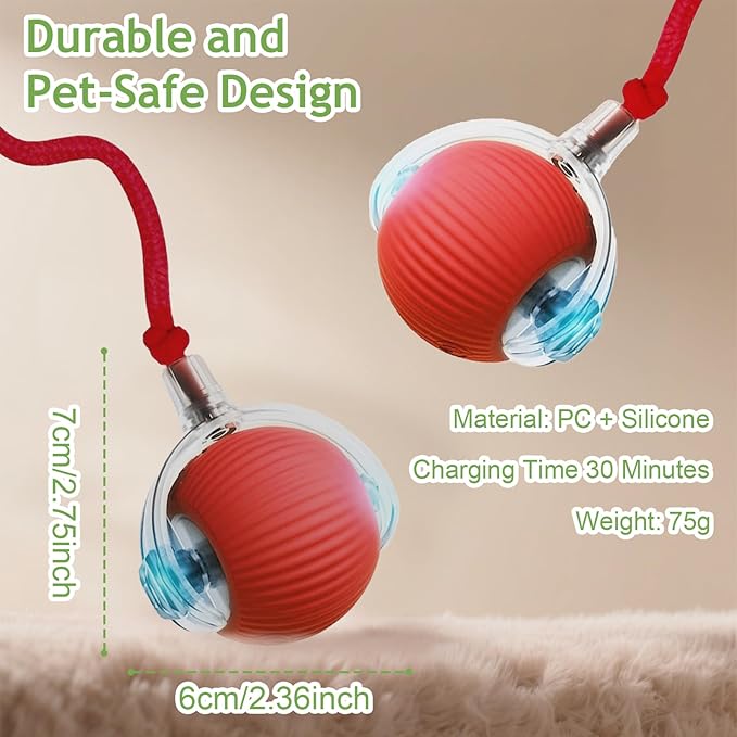 Interactive Cat Toys for Indoor Cats, 2025 New Motion Activated Cat Balls with 360° Smart Automatic Rolling Moving for Bored Pet Cats Dogs (Gray)