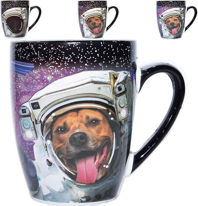 Color Changing Space Dog Coffee Mug 15oz – Astronaut Pitbull & Husky Galaxy Reveal – Funny Heat Sensitive Novelty Dog Mug, Unique Gift for Men, Women, Dog Lovers, Christmas, Birthday, Stocking Stuffer
