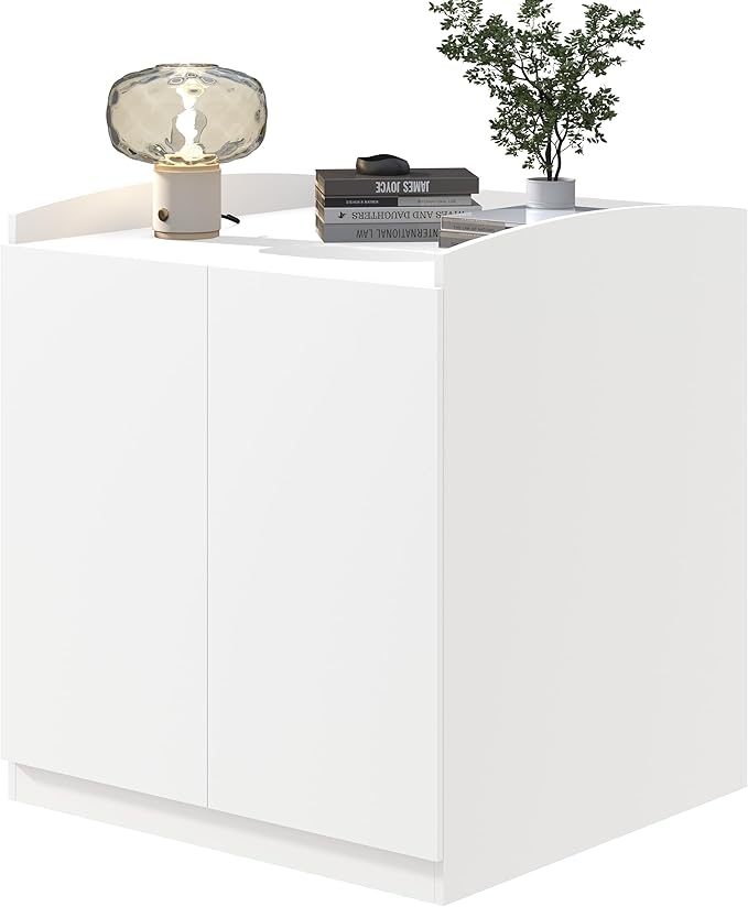 Extra Large Litter Box Enclosure with Cat Scratch Mat - Designed for Self-Cleaning and XXL Litter Boxes (White)