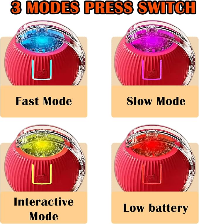 Cat Ball Toy,New Interactive Rolling Cats Dog Toy Balls 360° Smart Automatic Rolling Pet Ball, Fast Moving Toy for Dog,Interactive Toys for Cats (Grey)