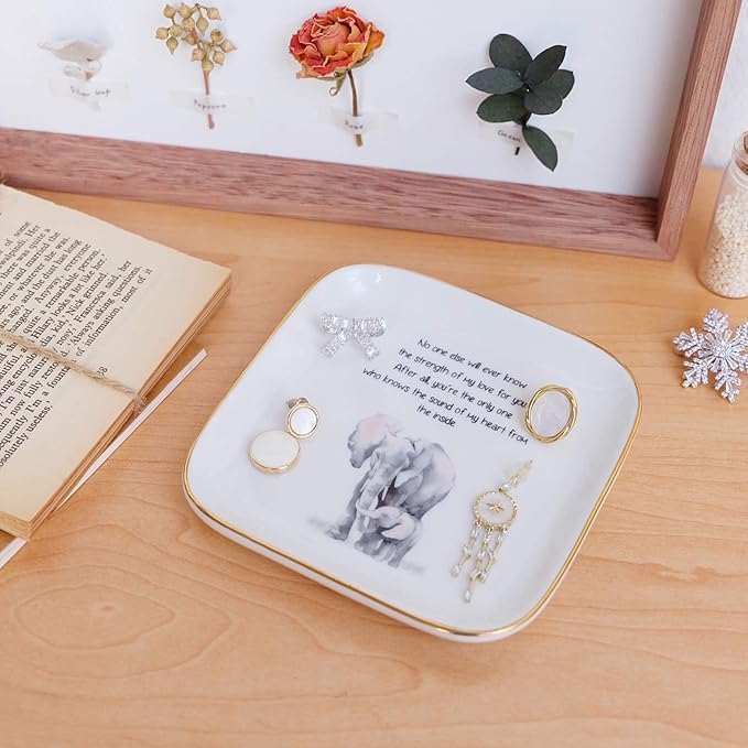 PUDDING CABIN Mothers Day Gifts for Mom Elephant Ring Dish “No One Else Will Ever Know The Strength Of My Love For You Mom Birthday Gifts