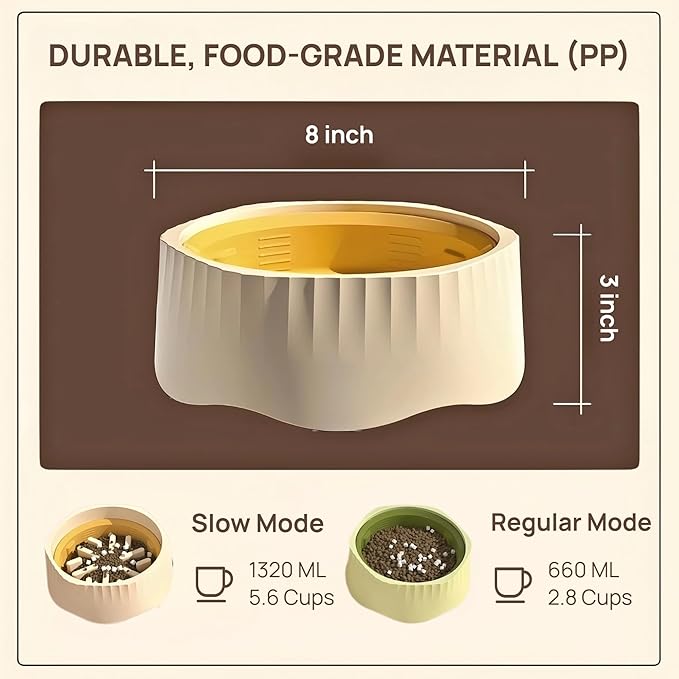 2-in-1 Convertible Slow Feeder Dog Bowl, Regular and Slow Mode for Fast Eaters, Anti-Bloat, Interactive Puzzle, Non-Slip for Small Medium Large Breed Dogs, Cats, Puppies, Pets, Ocean Blue