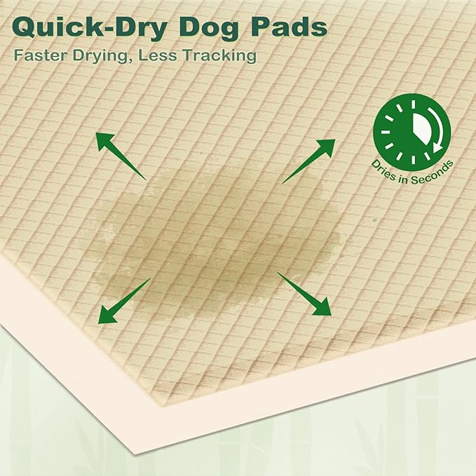 MIZOK Dog Pee Pads Extra Large 28"x34", Bamboo Puppy Pads Super Absorbent & Leak-Proof, 4-Corner Adhesive Tabs, Wee Wee Pads for Dogs, Superior Odor Protection, XL (50 Counts)