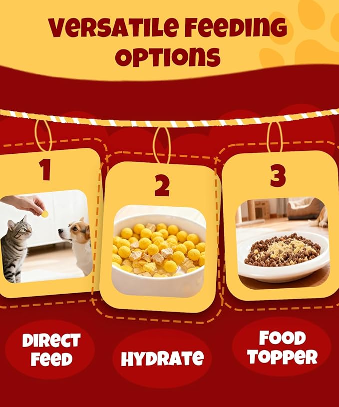 Freeze Dried Quail Egg Yolk Dog Treats 13.4 oz Single Ingredient Pet Treats for Dogs, Cats, Healthy Freeze-Dried Pet Food Meal Topper Grain&Gluten&Rawhide Free No Additives Training Treats