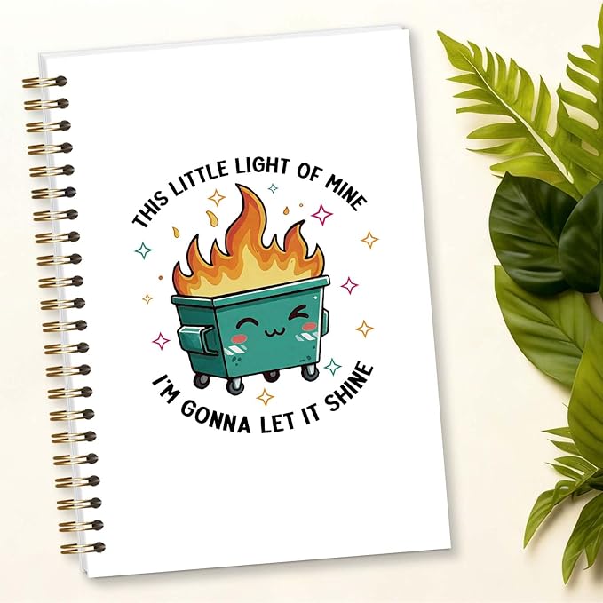 Postive Affirmation Spiral Notebook, Funny Dumpster Gifts for Coworkers, This Little Light of Mine I'm Gonna Let It Shine, 5.5x8.3 Inch - A07