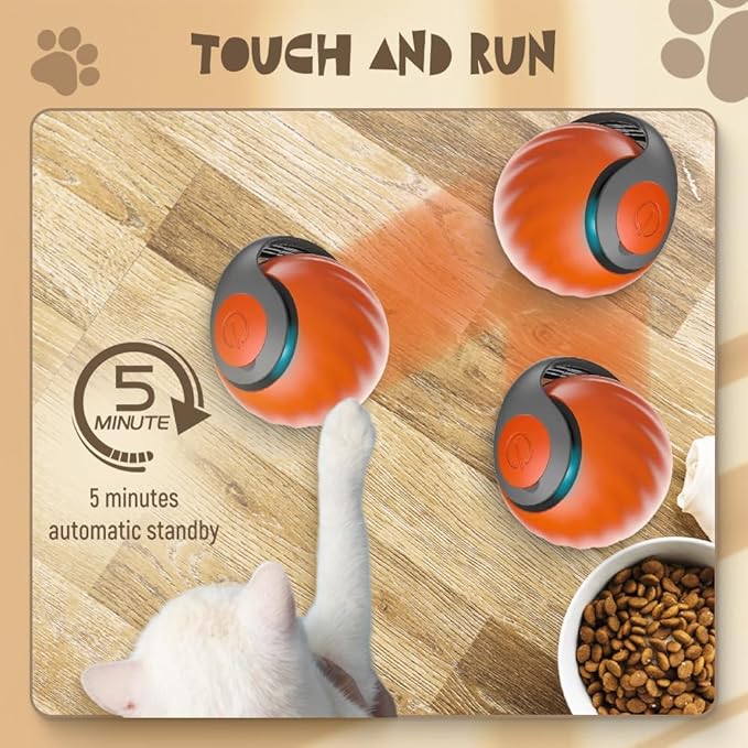Speedy 3.0 Tail Cat Toy, 2026 New Speedy Tail Interactive Cat Toy for Indoor Cats, 2 Speed Adjustment- Automatic Moving Smart Cat Toys Ball with Tail for Bored Indoor Cats Dogs (Orange)