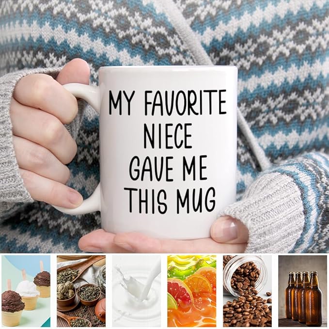 My Favorite Niece Gave Me This Mug Ceramic Coffee Mug for Women Men, Funny 11oz Aunt Mug From Niece, Aunt Gifts, Christmas Appreciation Gifts for Aunts And Uncle, Fathers Day Present for Uncle
