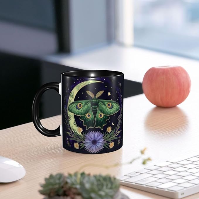 Moth Coffee Mug 11 OZ Ceramic Tea Cup Novelty Mugs Funny Coffee Cups with Handle
