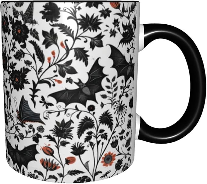 Bat Coffee Mug 11oz Ceramic Tea Cup With Handle Funny Porcelain Mugs for Women Dishwasher Microwave Safe