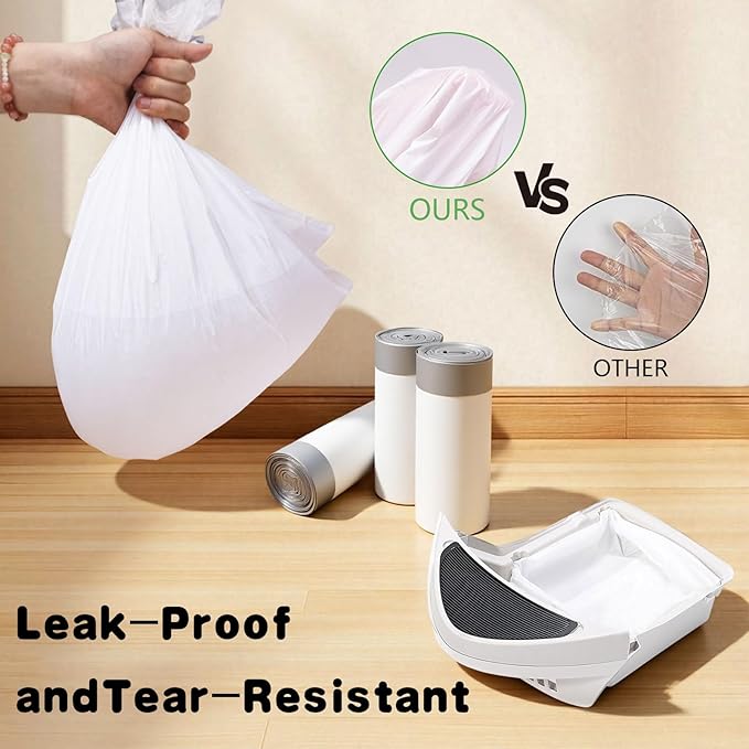 60 Pack Automatic Litter Box Liners, Compatible with Litter Robot 4 & 3 Self-Cleaning Litter Boxes, Drawstring Cat Litter Bags, Leak-Proof and Durable