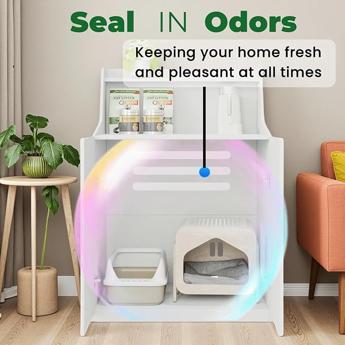 Large/Tall Cat Litter Box Enclosure Furniture, Hidden Cabinet for Self-Cleaning Litter Boxes with Storage Shelf,Furniture for Automatic Litter Boxes