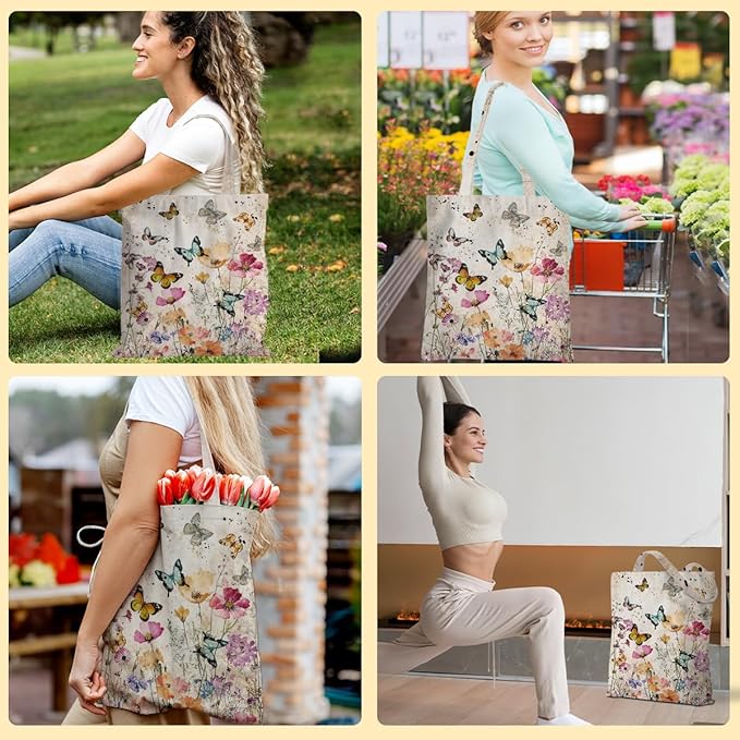 Hanamiya Na Tote Bag with Zipper Pockets, Tote Bag Reusable Shopping Grocery Bags Birthday Gifts for Women, Weekender Bags