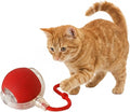 Interactive Dog Cat Toy Ball, Electric Automatic Rolling Moving USB Rechargeable Self Activated Stimulation Cat Toys for Indoor Cats and Dogs with Speedy Tail Rope(red).