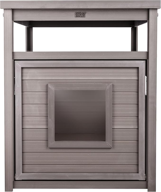 New Age Pet ECOFLEX Jumbo Cat Box Cover and End Table with Litter Box Enclosure and a 10 Year Warranty Hides Unsightly Litter Box made with Moisture & Odor Resistant Composite Material, Grey